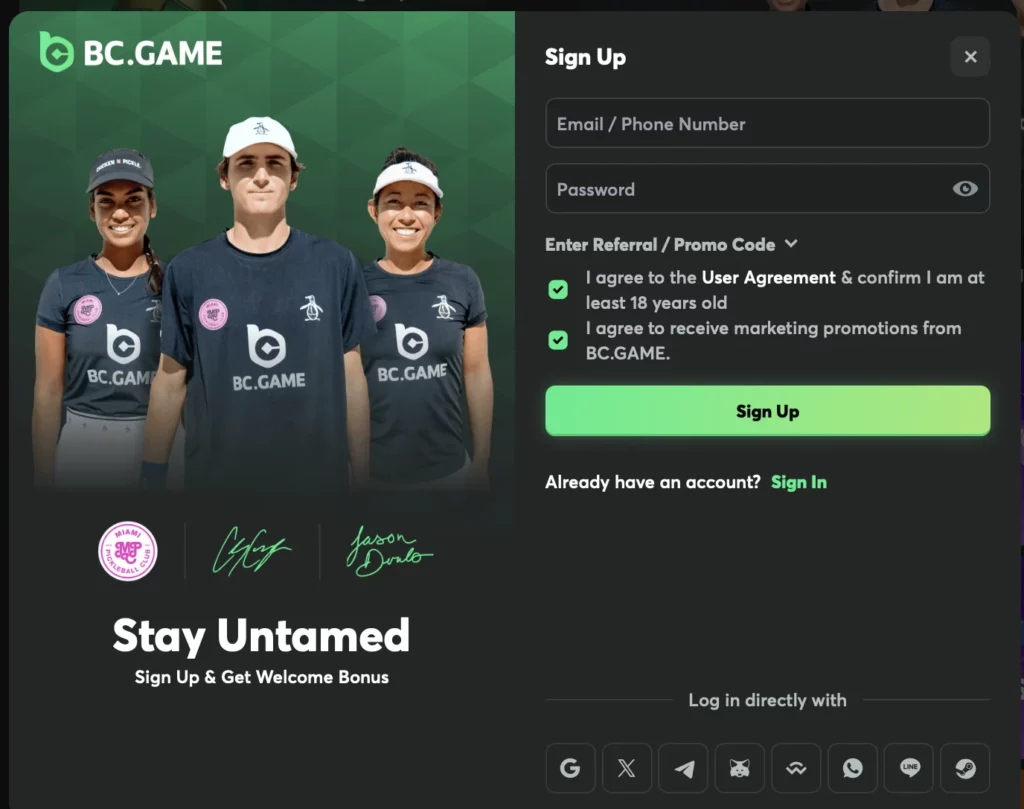 🔹 BC Game Registration Guide